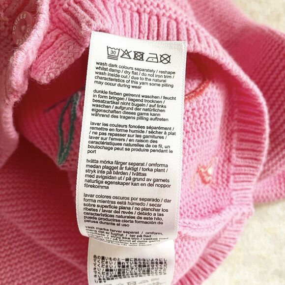 Joules Baby Girl 12-18 Mos Cardigan Sweater Hooded Pink Buttons Apple Worm - Picture 8 of 8